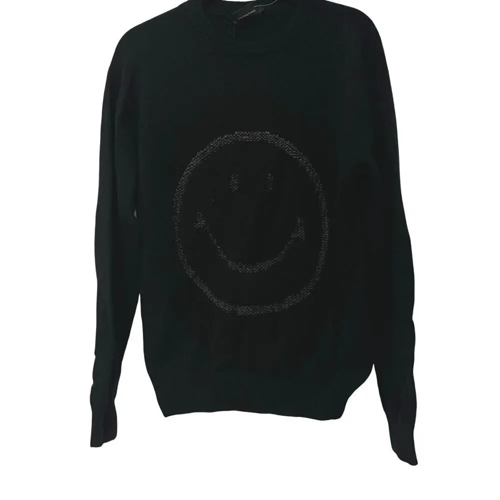 Joshua Sanders Women's Black Smile Knit Outline Sweater Size M NWT